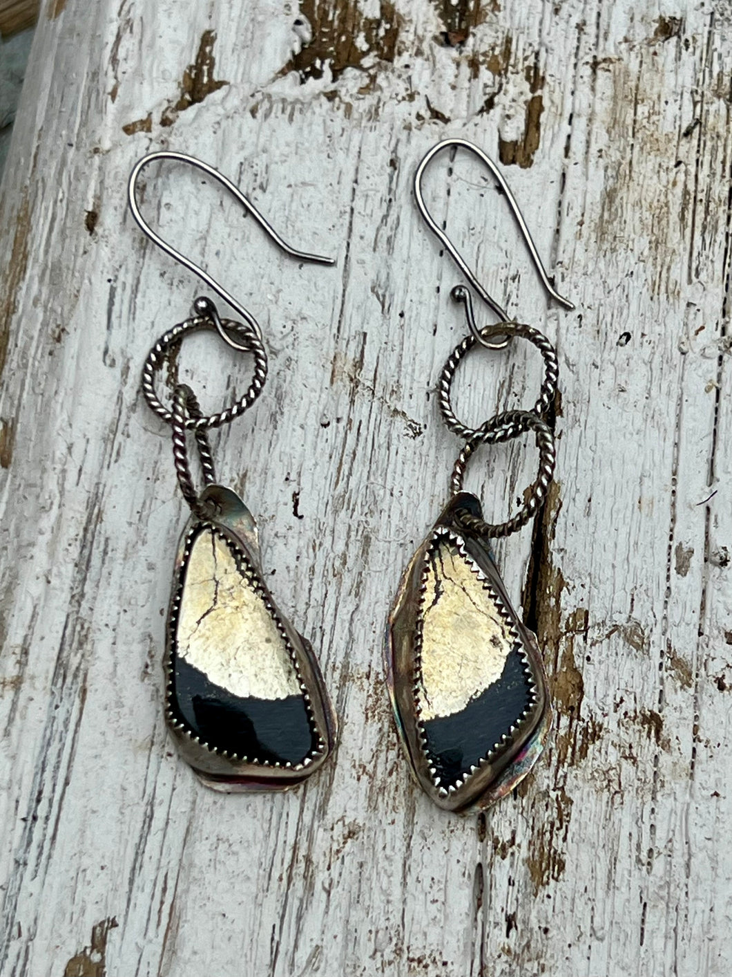 Pyrite sterling silver earrings