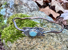 Load image into Gallery viewer, Aquamarine Copper with Sterling silver Jewish star bracelet
