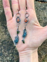 Load image into Gallery viewer, Sunstone, Kyanite and Chrome Diopside Sterling Silver Earrings
