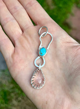 Load image into Gallery viewer, Sonoran Turquoise and Rose Quartz Sterling Silver Pendant

