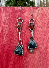 Load image into Gallery viewer, Blue and Orange Kyanite Sterling silver earrings
