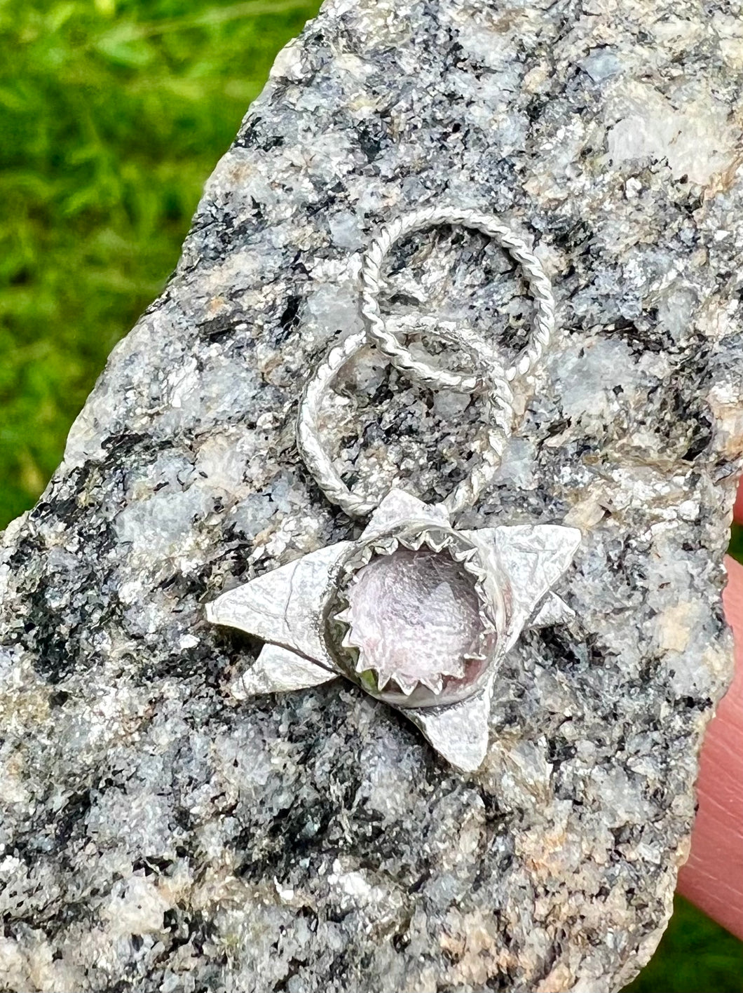 Pink Topaz Jewish Star silver pendant