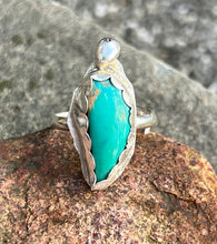 Load image into Gallery viewer, Bandit Mine turquoise sterling silver adjustable wrap ring
