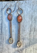 Load image into Gallery viewer, Sunstone and Rutilated Quartz Sterling Silver Earrings
