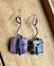 Load image into Gallery viewer, Charoite copper earrings
