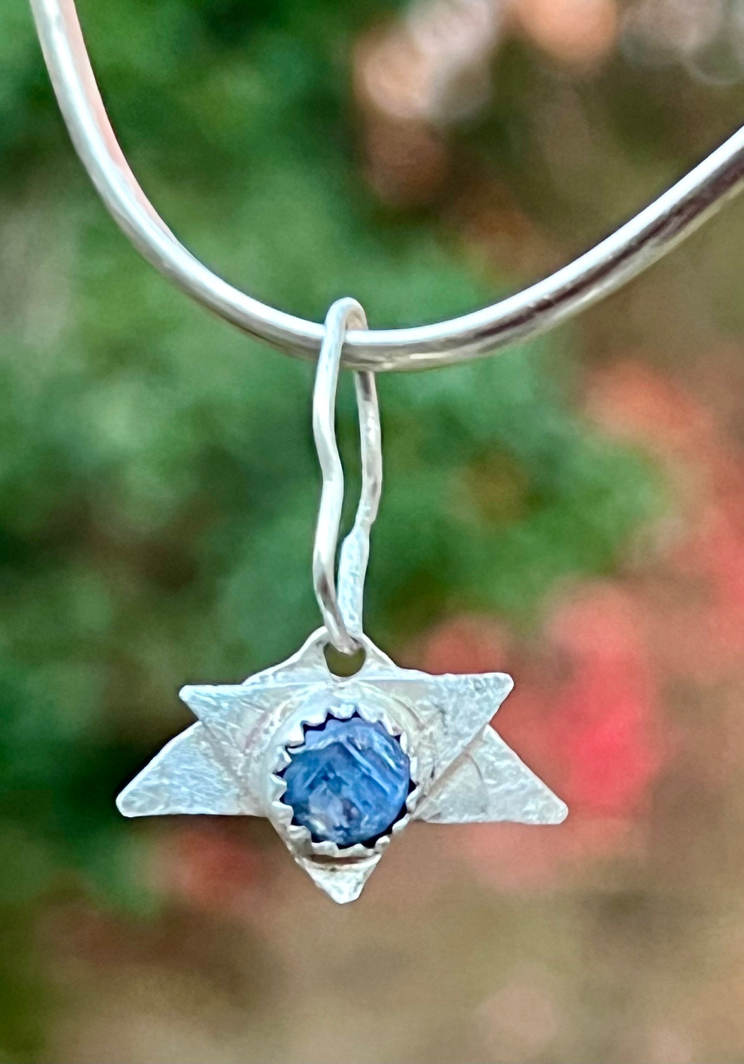 Kyanite Sterling silver Jewish star charm pendant