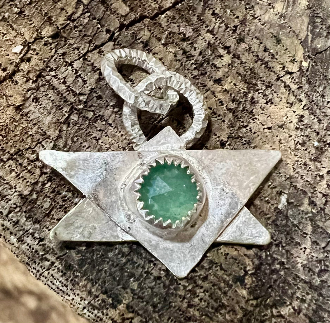 Aventurine Sterling silver Jewish star pendant