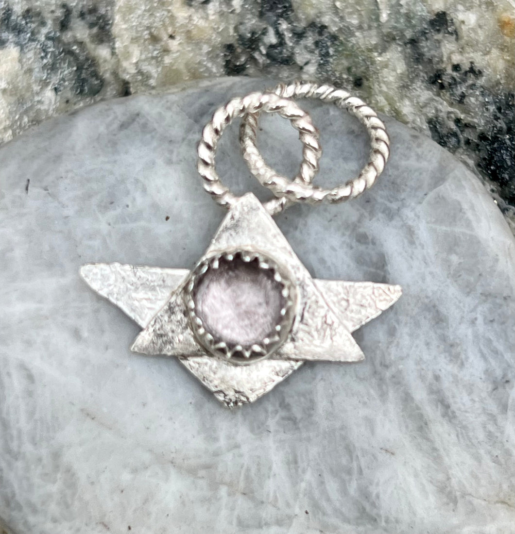 Pink Topaz Sterling Silver Jewish star pendant