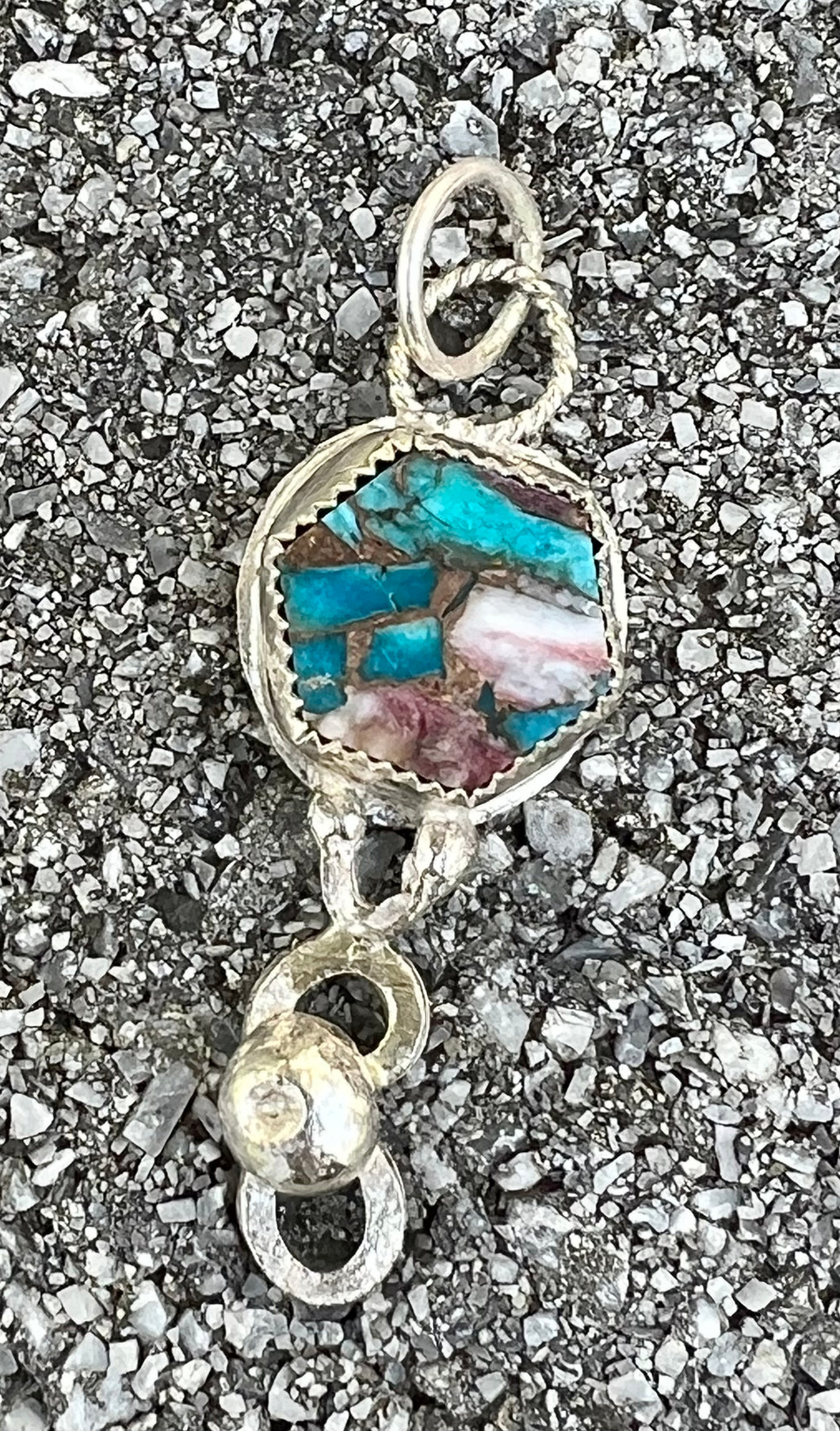 Copper turquoise sterling silver pendant