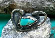 Load image into Gallery viewer, Snake Turquoise Heart Adjustable Sterling Silver Ring
