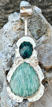 Load image into Gallery viewer, Amazonite and Tibetan turquoise sterling silver pendant

