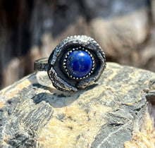 Load image into Gallery viewer, Lapis Lazuli Evil Eye Adjustable Sterling Silver Ring
