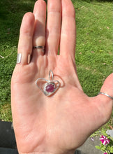 Load image into Gallery viewer, Ruby heart sterling silver charm
