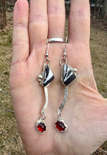 Load image into Gallery viewer, White Buffalo and Garnet Sterling Silver Dangle Earrings
