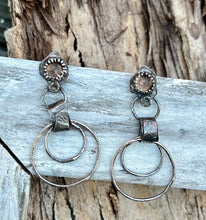 Load image into Gallery viewer, Rustic Smoky Topaz Sterling Silver Oxidized Post Earrings
