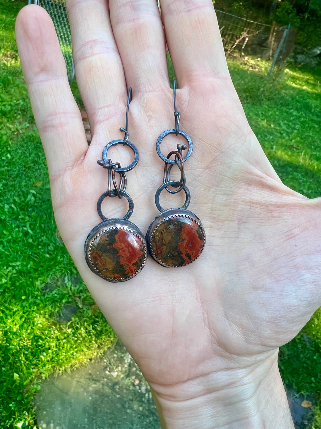 Red Jasper Copper Dangle Earrings