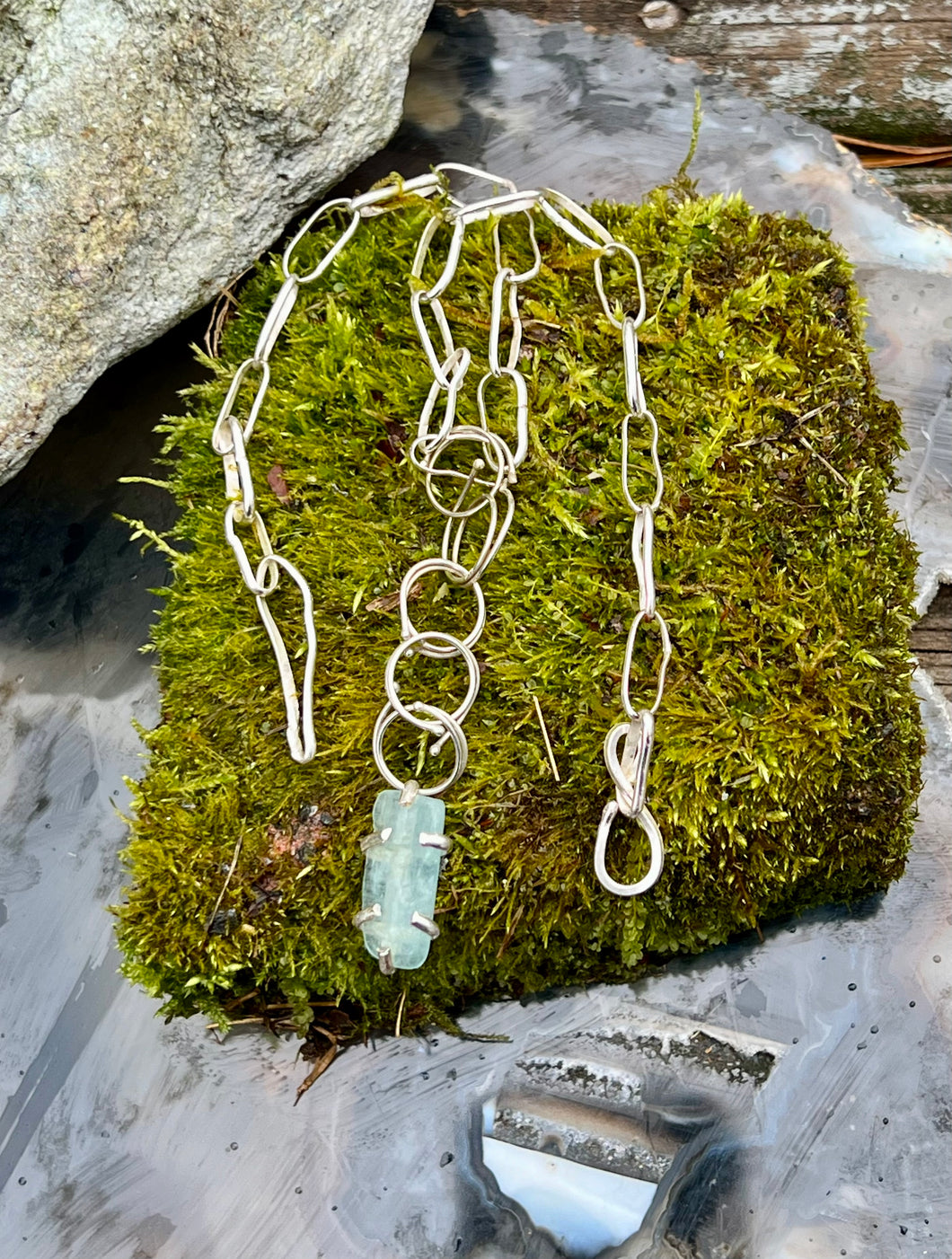 Aquamarine Sterling Silver Necklace (removable pendant)