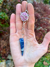 Load image into Gallery viewer, Cobalt calcite And sodalite long sterling silver pendant
