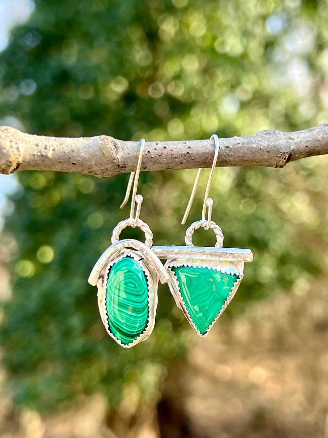 Malachite sterling silver earrings