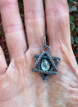Load image into Gallery viewer, Aquamarine Sterling silver Jewish star pendant I
