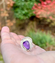 Load image into Gallery viewer, Amethyst sterling silver adjustable ring
