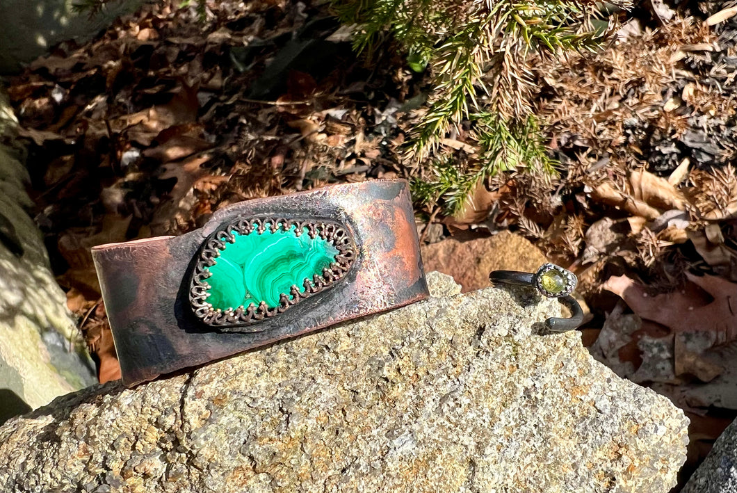 Malachite Copper Cuff Bracelet