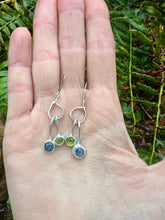 Load image into Gallery viewer, Kyanite and Peridot sterling silver earrings
