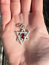 Load image into Gallery viewer, Garnet Sterling silver Jewish star pendant
