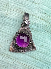 Load image into Gallery viewer, Amethyst triangle Sterling silver pendant
