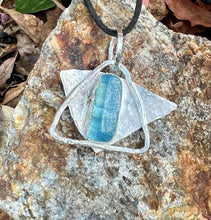 Load image into Gallery viewer, Aquamarine Jewish Star Sterling Silver Pendant
