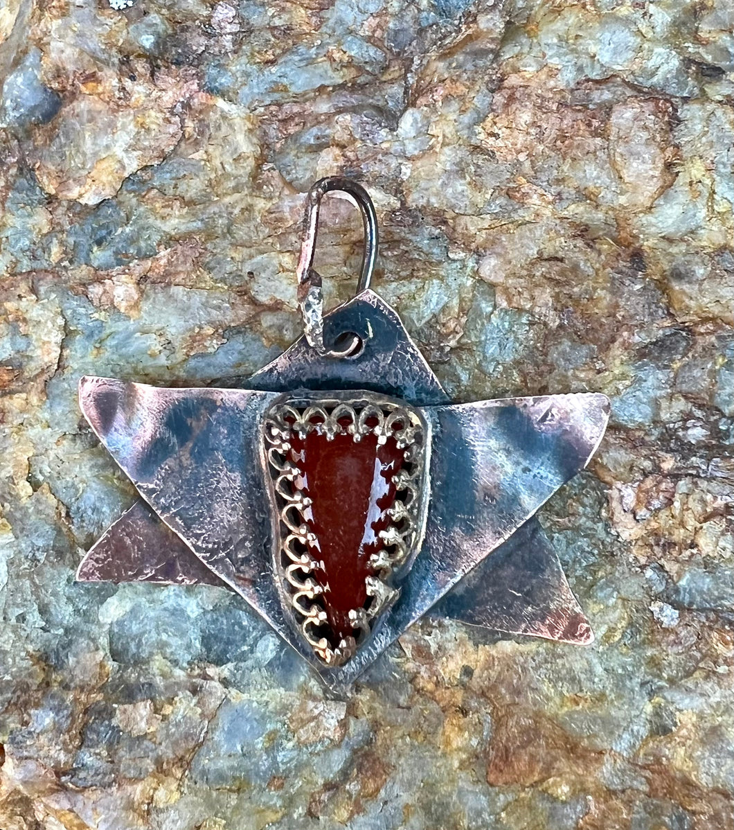 Carnelian Copper Jewish star pendant