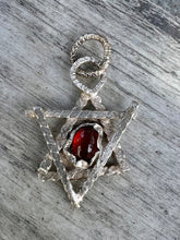 Load image into Gallery viewer, Garnet Sterling silver Jewish star pendant
