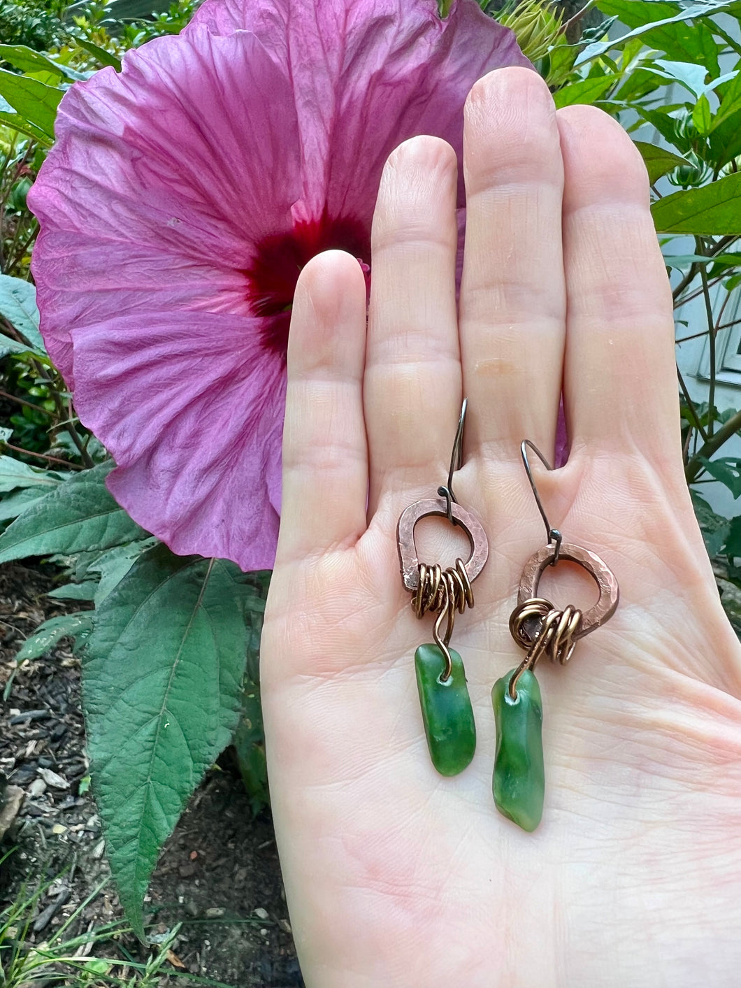 Emerald Copper Earrings