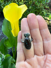 Load image into Gallery viewer, Tibetan Turquoise and Tourmaline Sterling Silver Adjustable Ring
