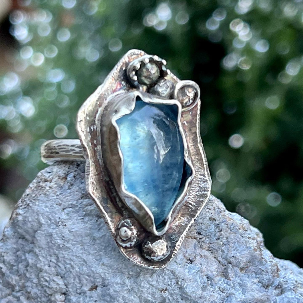 Aquamarine Sterling Silver Adjustable Ring