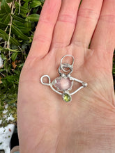 Load image into Gallery viewer, Lavender Chalcedony and Peridot Sterling Silver Evil Eye Pendant
