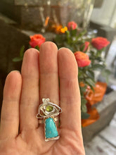 Load image into Gallery viewer, Sonoran Turquoise and Peridot sterling silver figurative adjustable ring
