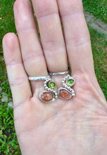 Load image into Gallery viewer, Peridot and Sunstone Sterling Silver Post Earrings
