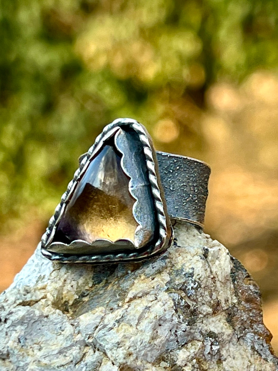 Ametrine sterling silver adjustable ring