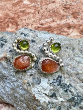 Load image into Gallery viewer, Peridot and Sunstone Sterling Silver Post Earrings
