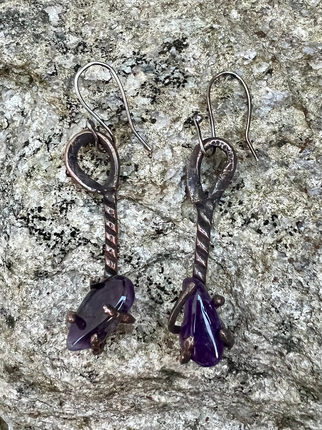 Amethyst Copper Earrings