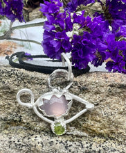 Load image into Gallery viewer, Lavender Chalcedony and Peridot Sterling Silver Evil Eye Pendant
