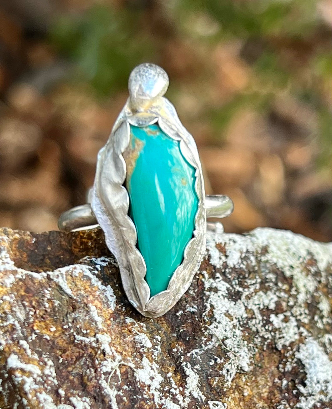 Bandit Mine turquoise sterling silver adjustable wrap ring