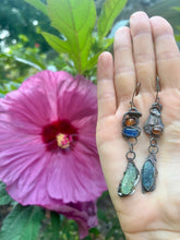 Load image into Gallery viewer, Multi colored Kyanite Sterling Silver Earrings with tourmaline
