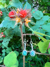 Load image into Gallery viewer, Green agate Sterling Silver earrings
