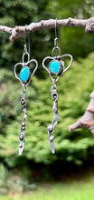 Load image into Gallery viewer, Sonoran Turquoise Sterling silver sculptural heart earrings
