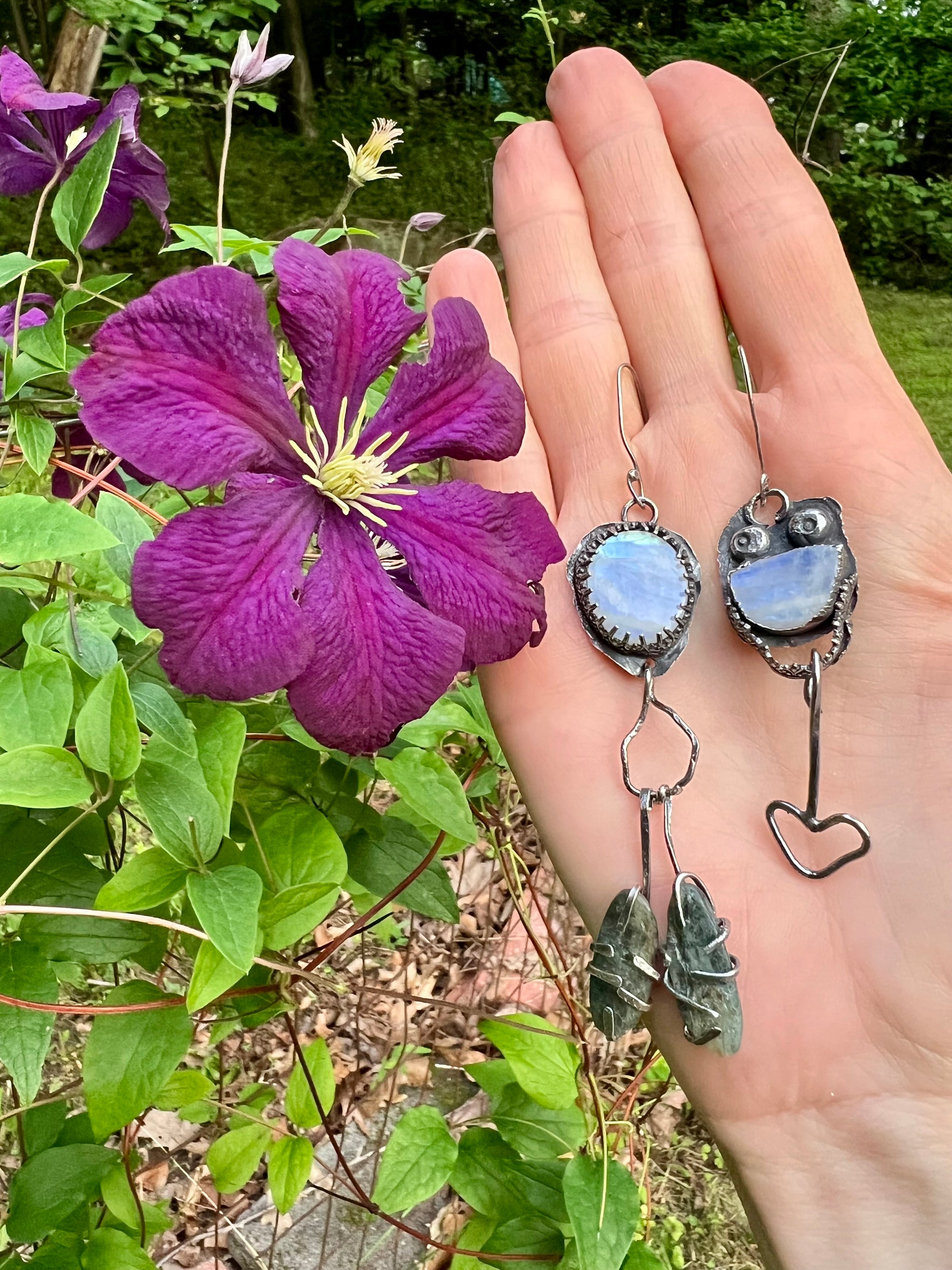 Moonstone and Kyanite Sterling Silver Earrings – Sweet Utopia Jewelry