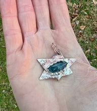 Load image into Gallery viewer, Kyanite Copper and Silver Jewish Star Pendant
