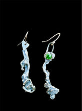 Load image into Gallery viewer, Sculptural Silver Fused Earrings with Chrome Diopside
