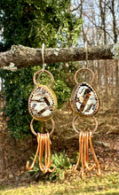 Load image into Gallery viewer, Astrophylite copper dangle earrings (silver hooks)

